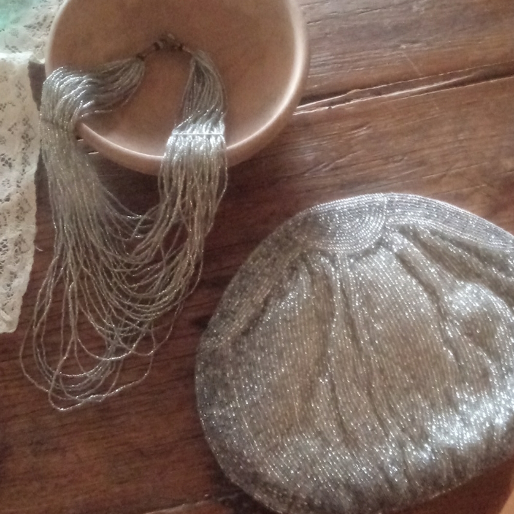 Anthropologie Necklace w/ beaded Vintage pur